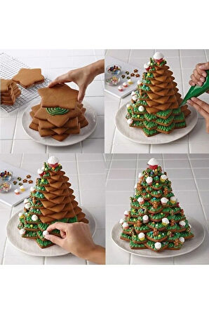 Kolay Yılbaşı Ağacı Kurabiyesi Yapımı 10lu Yıldız Kurabiye Kalıbı Ve Hamur Şekillendirici Set