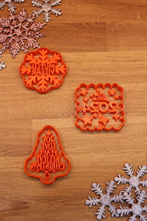 Yılbaşı Yeni Yıl 2024 Mutlu Yıllar Dilek Ağacı 3'lü Set Kurabiye Kalıbı Ve Hamur Şekillendirici