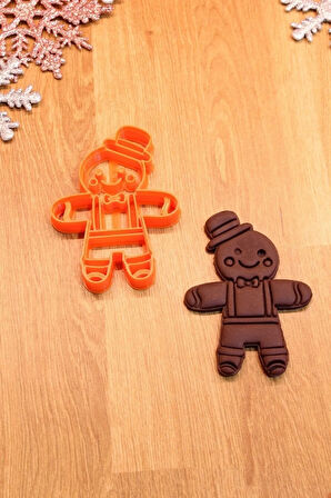 Yılbaşı Yeni Yıl Gingerbreadman Kurabiye Adam 3'lü Set Kurabiye Kalıbı Ve Hamur Şekillendirici