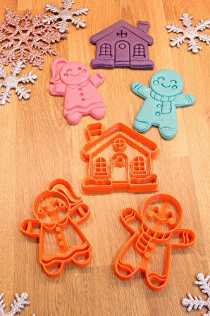 Yılbaşı Yeni Yıl Gingerbreadman Kurabiye Adam Ve Kadın Şeker Evi 3'lü Set Kurabiye Kalıbı