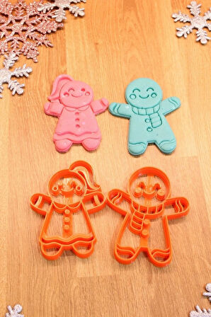Yılbaşı Yeni Yıl Gingerbreadman Kurabiye Adam Ve Kadın Şeker Evi 3'lü Set Kurabiye Kalıbı