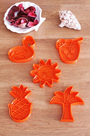 Yaz Palmiye Flamingo Güneş Limonata Ananas 5'li Set Kurabiye Kalıbı Ve Hamur Şekillendirici