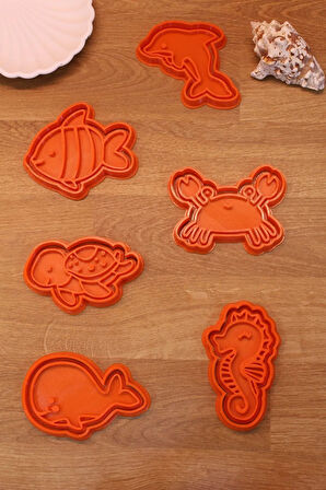 Deniz Canlıları Balık Yunus Balina Kaplumbağa Yengeç 12'li Set Kurabiye Kalıbı