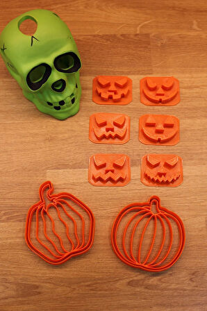 Halloween Cadılar Bayramı Korkutucu Kabak Suratlar Kurabiye Kalıbı ve Hamur Şekillendirici