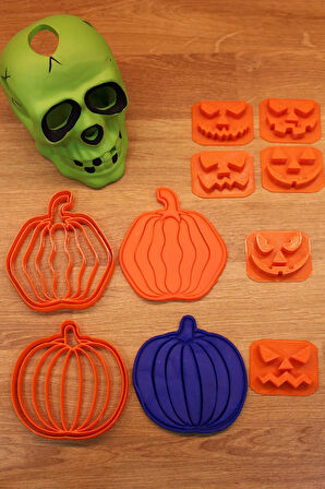 Halloween Cadılar Bayramı Korkutucu Kabak Suratlar Kurabiye Kalıbı ve Hamur Şekillendirici