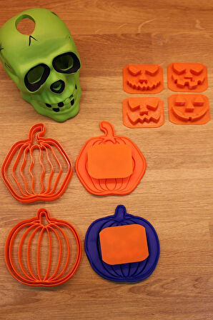 Halloween Cadılar Bayramı Korkutucu Kabak Suratlar Kurabiye Kalıbı ve Hamur Şekillendirici