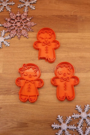 Yılbaşı Yeni Yıl Noel Kurabiye Adam Kadın ve Isırılmış Kurabiye Kalıbı ve Hamur Şekillendirici