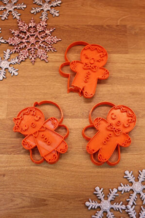 Yılbaşı Yeni Yıl Noel Kurabiye Adam Kadın ve Isırılmış Kurabiye Kalıbı ve Hamur Şekillendirici