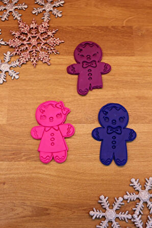 Yılbaşı Yeni Yıl Noel Kurabiye Adam Kadın ve Isırılmış Kurabiye Kalıbı ve Hamur Şekillendirici