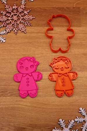 Yılbaşı Yeni Yıl Noel Kurabiye Adam Kadın ve Isırılmış Kurabiye Kalıbı ve Hamur Şekillendirici