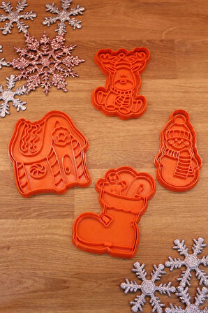 Yılbaşı Yeni Yıl Noel Kardan Adam Şeker Ev Çizme Geyik Kurabiye Kalıbı ve Hamur Şekillendirici