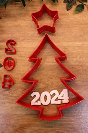 Yılbaşı Yeni Yıl Noel Çam Ağacı Yıldızı Ve 2024 Cream Tart Ve Kurabiye Yapım Seti