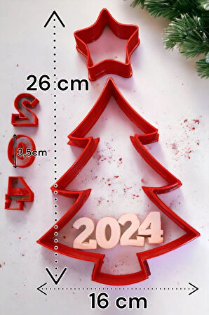 Yılbaşı Yeni Yıl Noel Çam Ağacı Yıldızı Ve 2024 Cream Tart Ve Kurabiye Yapım Seti