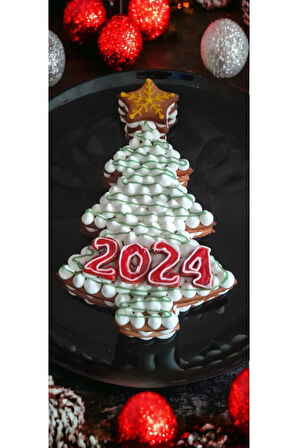 Yılbaşı Yeni Yıl Noel Çam Ağacı Yıldızı Ve 2024 Cream Tart Ve Kurabiye Yapım Seti