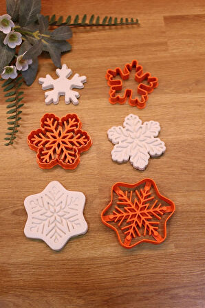 Kar Tanesi Snowflake 3'lü Set Kurabiye Kalıbı ve Hamur Şekillendirici