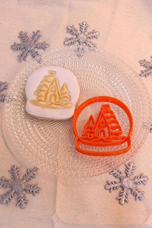 Kar Küresi Kış Manzarası Kurabiye Kalıbı ve Hamur Şekillendirici