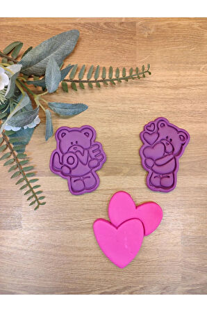 Sevgililer Günü Kalpli Ayıcıklar 3'lü Set Kurabiye Kalıbı ve Hamur Şekillendirici