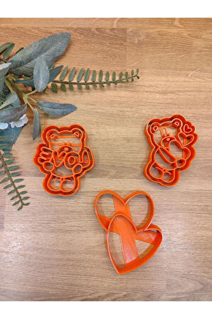 Sevgililer Günü Kalpli Ayıcıklar 3'lü Set Kurabiye Kalıbı ve Hamur Şekillendirici