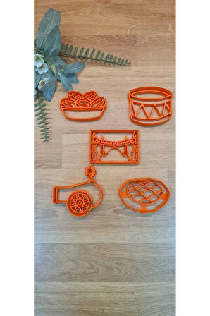 Hoşgeldin Ramazan Hurma Davul Top Pide Kurabiye Kalıbı ve Hamur Şekillendirici Seti