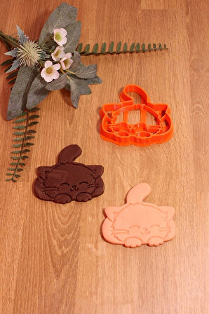 Uyuyan Sevimli Kedi Kurabiye Kalıbı Ve Hamur Şekillendirici