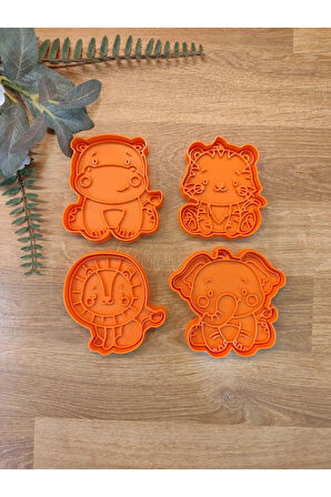 Sevimli Hipopotam Aslan Kaplan Fil Kurabiye Kalıbı ve Hamur Şekillendirici