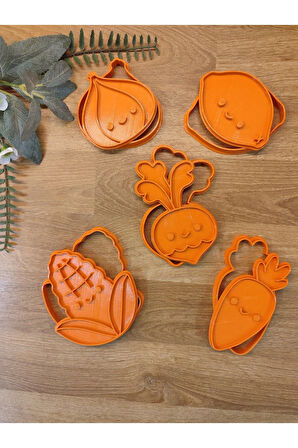 Sevimli Sebzeler Mısır Havuç Pancar Soğan Kurabiye Kalıbı ve Hamur Şekillendirici