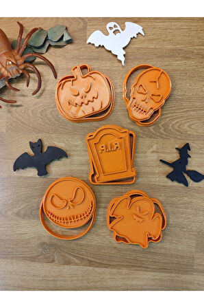 Cadılar Bayramı Halloween Balkabağı Kuru Kafa Mezar Taşı Hayalet Kurabiye Kalıbı Seti