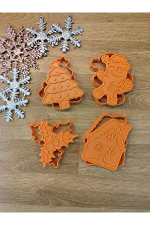 Yılbaşı Yeni Yıl Kurabiye Adam Ev Noel Ağacı Kokina Kurabiye Kalıbı Seti