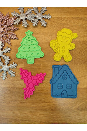 Yılbaşı Yeni Yıl Kurabiye Adam Ev Noel Ağacı Kokina Kurabiye Kalıbı Seti