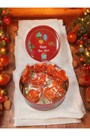 Yılbaşı Yeni Yıl 12'li Set Kurabiye Kurabiye Kalıbı Ve Kurabiye Kutusu