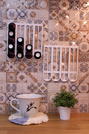 Nespresso Kapsül Kahve Uyumlu Yapıştırmalı Tutucu Düzenleyici Beyaz 40 Kapsül