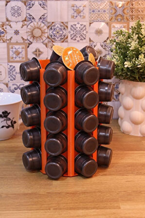 Tchibo Cafissimo Kapsül Kahve Uyumlu Tutucu Dekoratif Çok Amaçlı Stand Turuncu