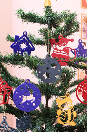 Yılbaşı Yeni Yıl Noel Çam Ağacı Süsü Ve Tepe Süsü Yıldız 25'li Set Renkli