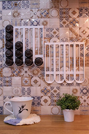 Tchibo Cafissimo Kapsül Kahve Uyumlu Yapıştırmalı Tutucu Düzenleyici Organizer Beyaz 40 Kapsül