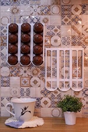 Nescafe Dolce Gusto Kapsül Kahve Uyumlu Yapıştırmalı Tutucu Düzenleyici Organizer Beyaz 24 Kapsül