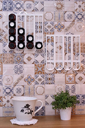 Nespresso Kapsül Kahve Uyumlu Yapıştırmalı Tutucu Düzenleyici Organizer Granit Beyaz 40 Kapsül