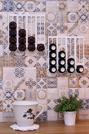 Nespresso Kapsül Kahve Uyumlu Yapıştırmalı Tutucu Düzenleyici Organizer Granit Beyaz 40 Kapsül