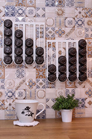 Tchibo Cafissimo Kapsül Kahve Uyumlu Yapıştırmalı Tutucu Düzenleyici Granit Beyaz 40 Kapsül