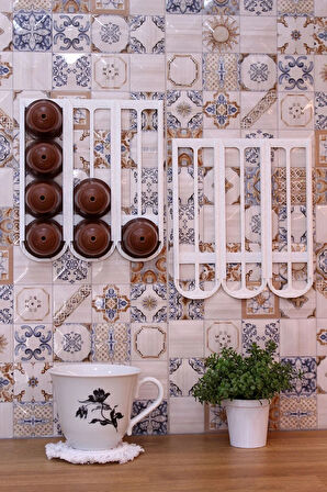 Nescafe Dolce Gusto Kapsül Kahve Uyumlu Yapıştırmalı Tutucu Düzenleyici Granit Beyaz 24 Kapsül