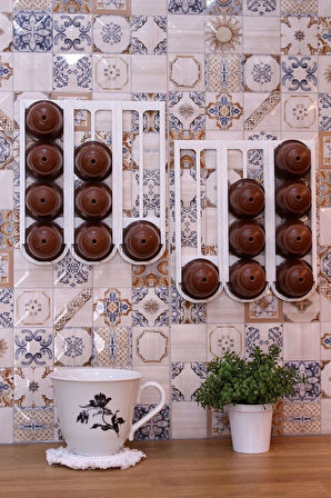 Nescafe Dolce Gusto Kapsül Kahve Uyumlu Yapıştırmalı Tutucu Düzenleyici Granit Beyaz 24 Kapsül