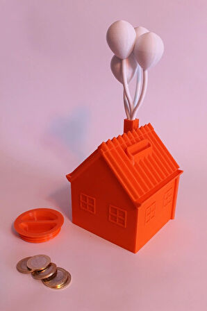 Balonlu Ev Kumbara Dekoratif Biblo