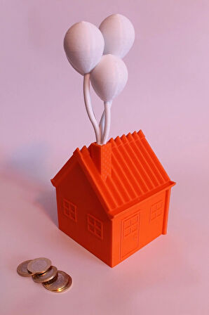 Balonlu Ev Kumbara Dekoratif Biblo