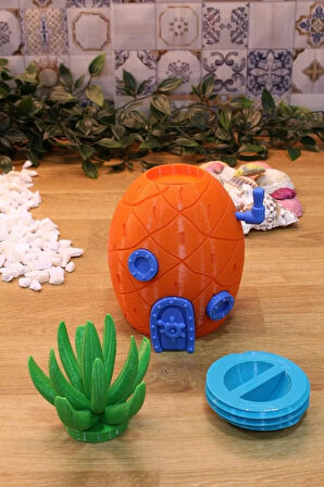 Bikini Köyü Ananas Ev Yengeç Restoran Kaya Evi Moai Dekoratif Aksesuar Seti