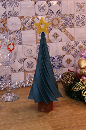 Modern Yılbaşı Noel Çam Ağacı Dekoratif Biblo 25 Cm Zümrüt Yeşil