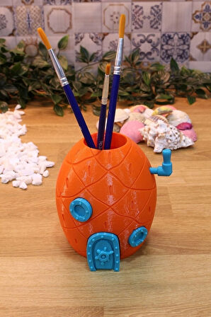 Ananas Evi Dekoratif Aksesuar Fırçalık Kalemlik Organizer