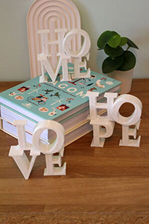 Home Love Hope Dekoratif Yazı Obje Granit Görünümlü Beyaz