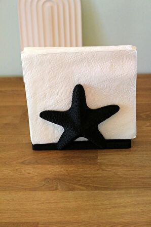 Deniz Yıldızı Star Dekoratif Obje Peçetelik Siyah
