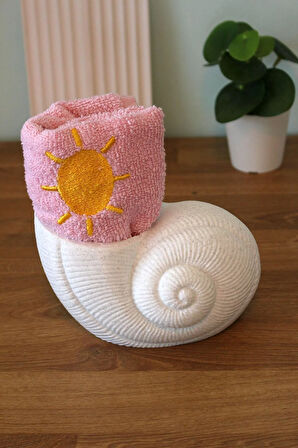 Deniz Kabuğu Organizer ve Deniz Yıldızı Peçetelik Sofra Dekorasyon Takımı Granit Görünümlü Beyaz