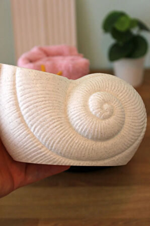 Deniz Kabuğu Organizer ve Deniz Yıldızı Peçetelik Sofra Dekorasyon Takımı Granit Görünümlü Beyaz