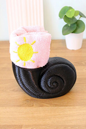 Deniz Kabuğu Organizer ve Deniz Yıldızı Peçetelik Sofra Dekorasyon Takımı Siyah